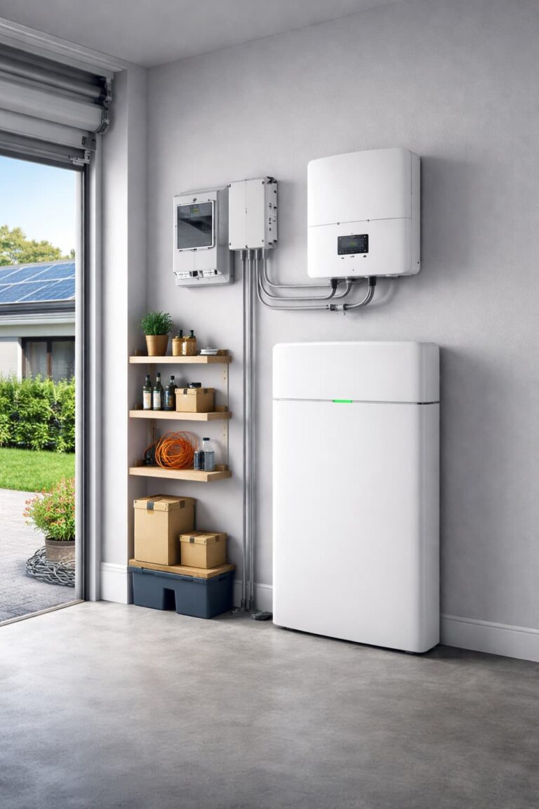Thuisbatterij installatie in woning met zonnepanelen